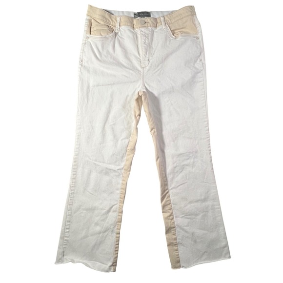 Wit & Wisdom Denim - Wit & Wisdom Jeans Women 12 White Two-Tone Ab-solution Straight Wide Leg Raw Hem